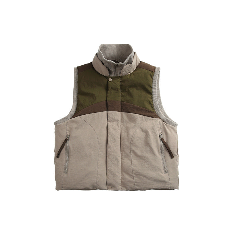 Unisex Lightweight Padded Stand-Up Collar Vest in Boxy Cut with Zipper Pockets Amarae