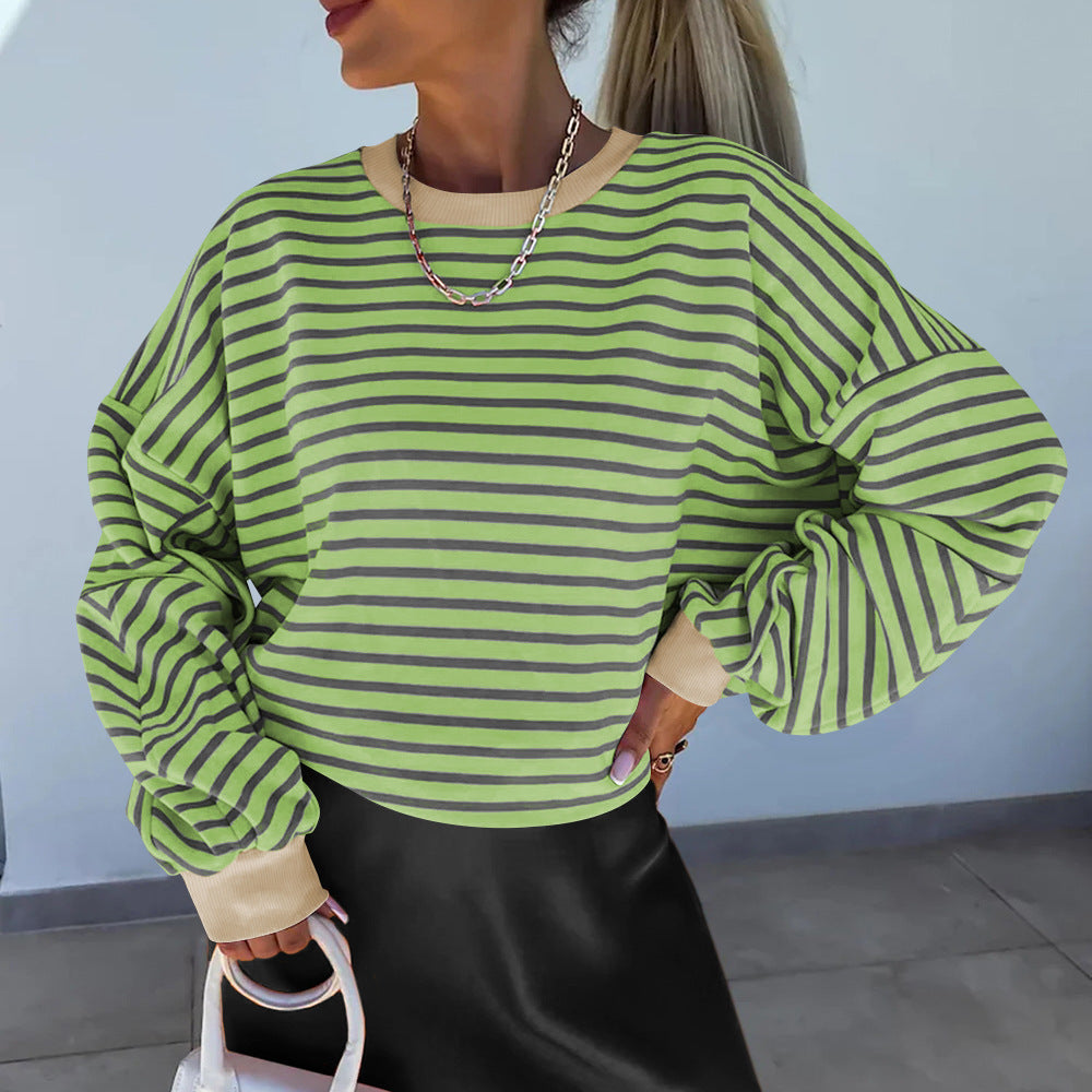 Women's casual striped sweatshirt with boxy cut and contrasting finishes Amarae