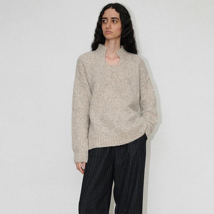 Pull en tricot épais pour femmes avec col montant Chic & Stil