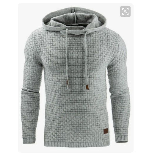 Knitted sweater for men with textured surface and integrated hood Amarae