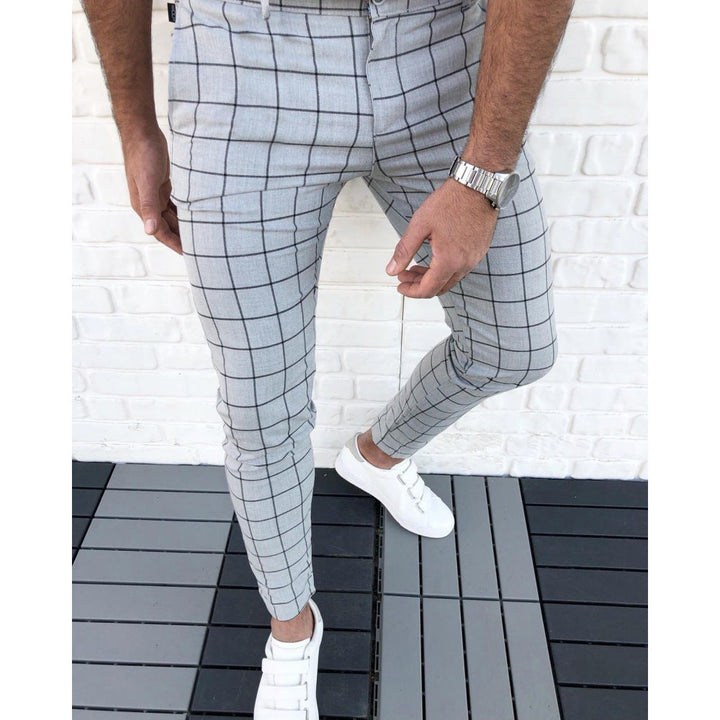 Men's Checkered Suit Pants In Slim Fit Style Lune London