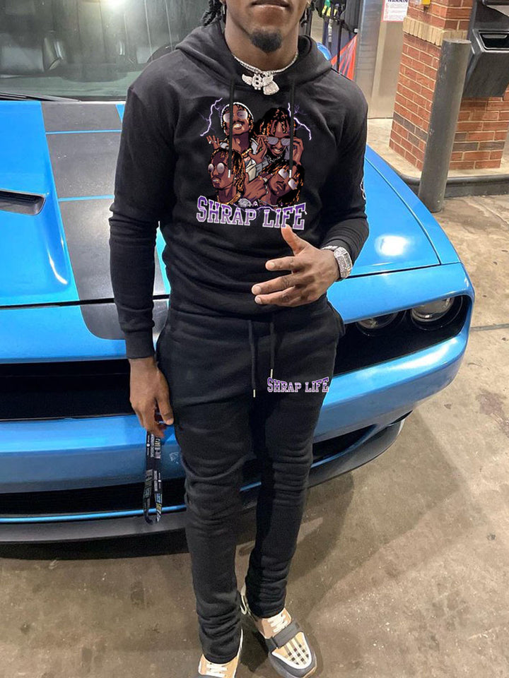 Men's hoodie and jogger set with creative graphic print Amarae