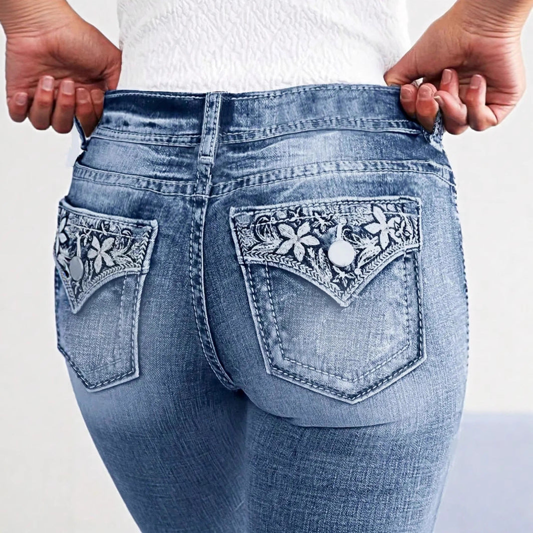 Women's Slim-Fit Stretch-Skinny-Jeans with Narrow Ankle Cuff and Five-Pocket Design Amarae