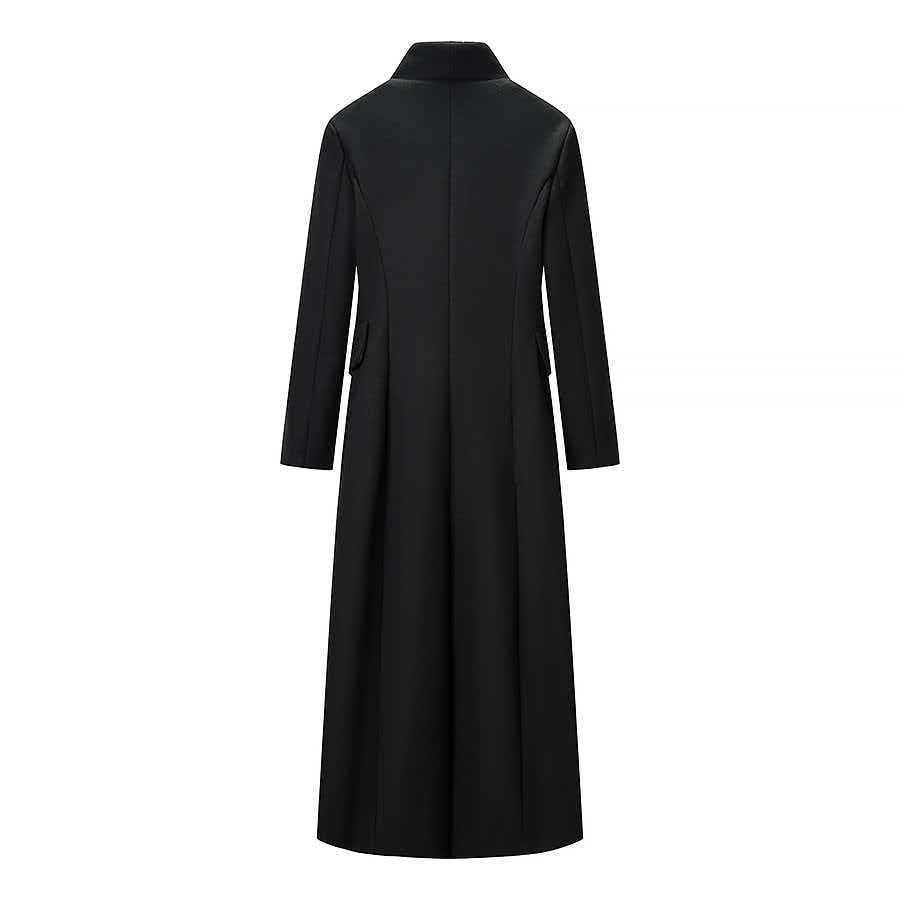 Women Tailored Long Coat with distinctive shoulder pads and asymmetric lapel Amarae