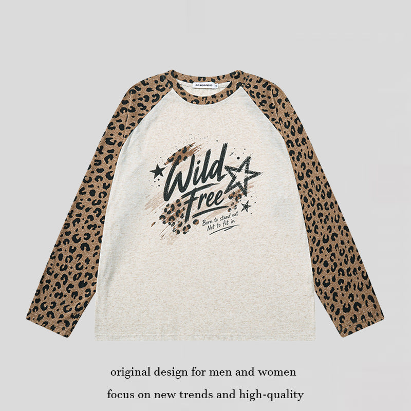 Women's Cotton Long Sleeve Shirt in Raglan Style with Leo Sleeves and Statement Front Print Amarae