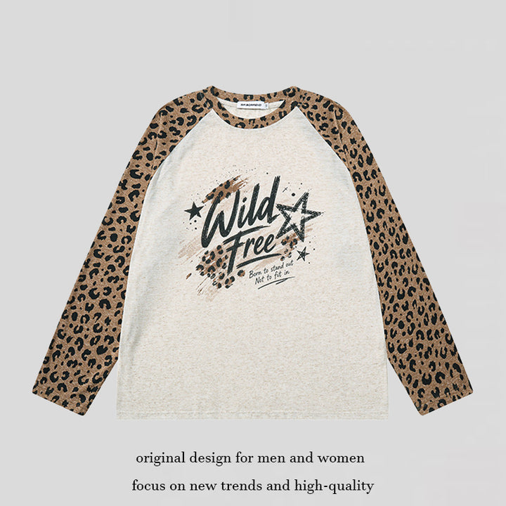 Women's Cotton Long Sleeve Shirt in Raglan Style with Leo Sleeves and Statement Front Print Amarae