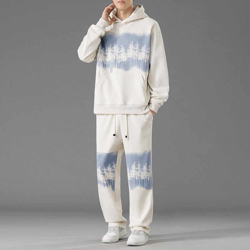 Casual lounge set for men with a relaxed fit and creative tree print Lune London