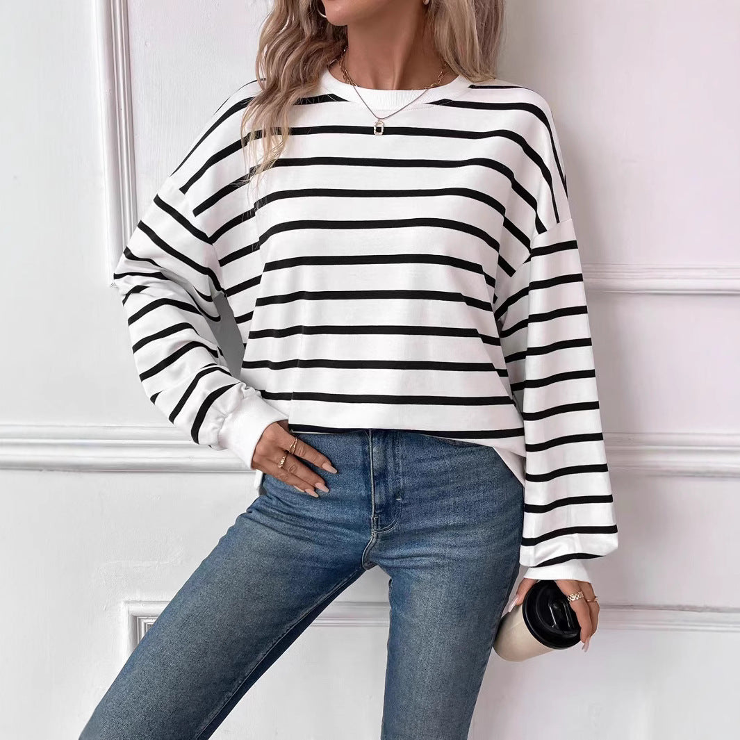 Ladies casual sweater with modern striped pattern Lune London