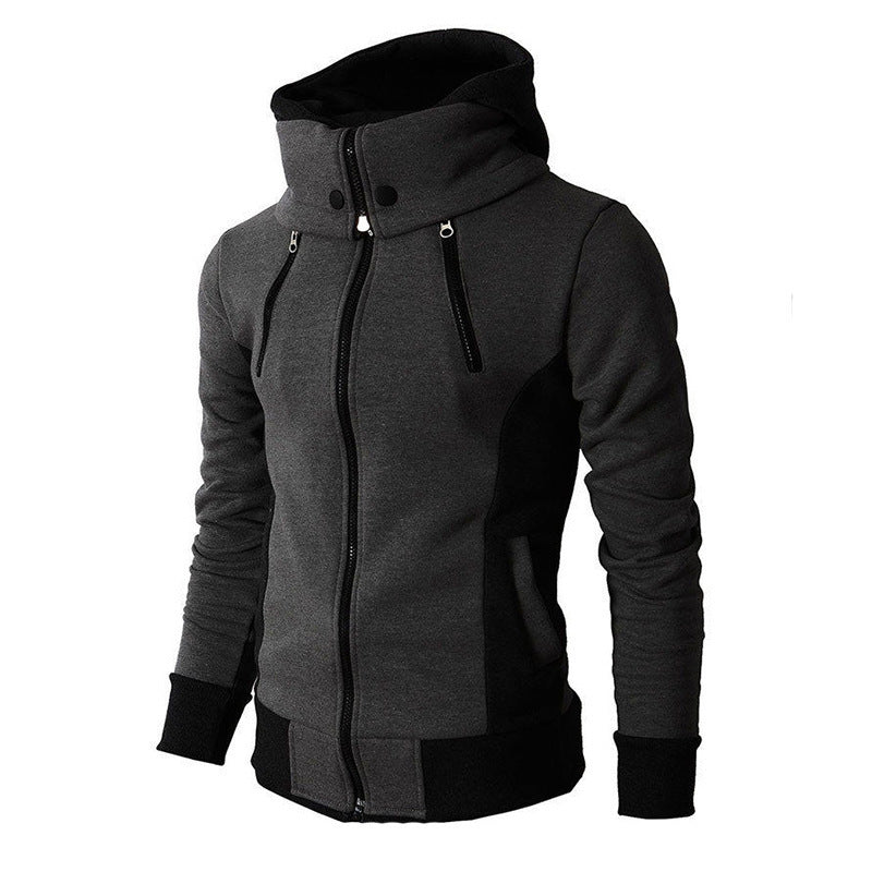 Innovative hooded jacket for men with contrasting inserts and strategic zippered pockets Lune London