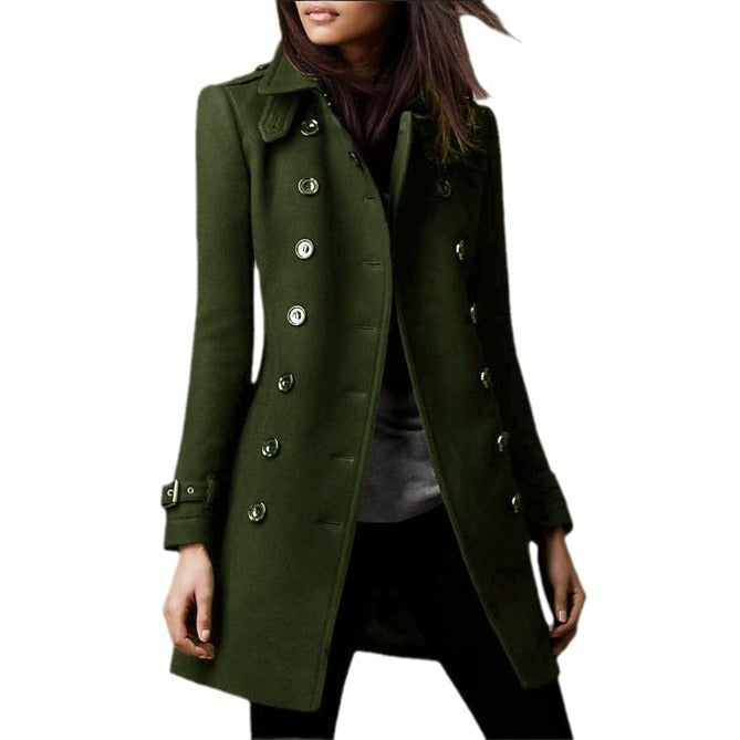 Elegant trench coat for women with a double row of buttons and weighted collar Amarae