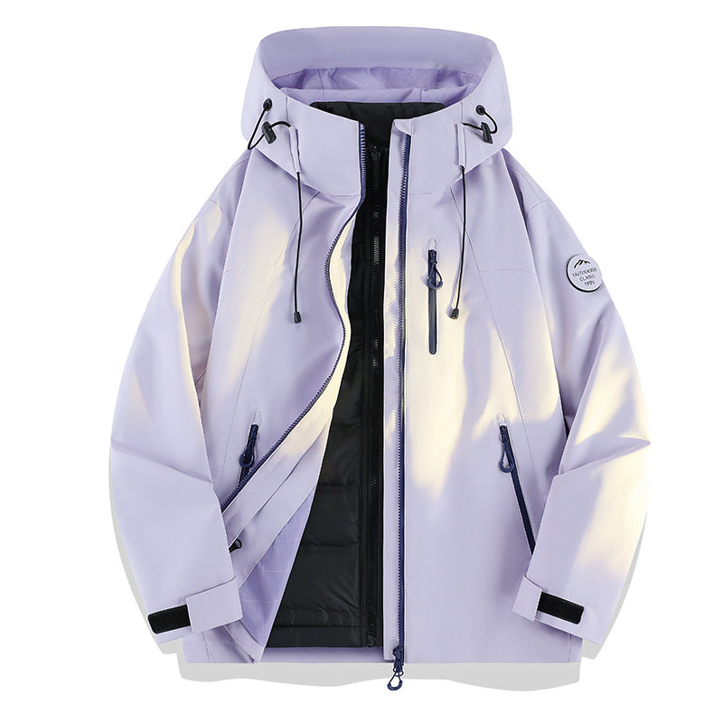 Women Lightweight Waterproof Hooded Jacket with Teddy Charm and Concealed Zipper Pockets Amarae