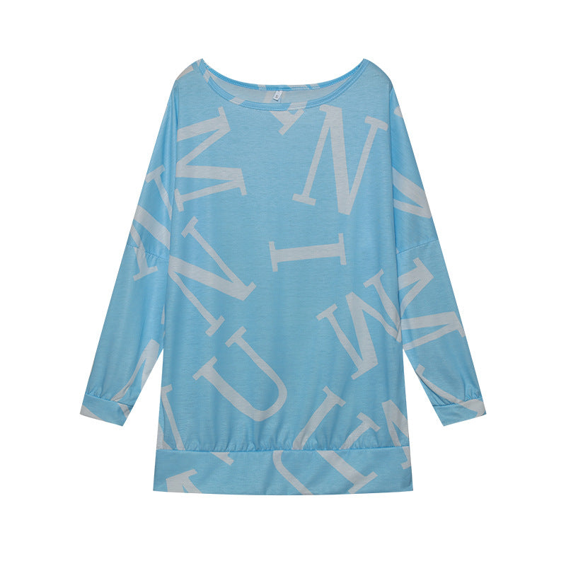 Oversized long sleeve t-shirt for women with modern print and elastic belt Lune London