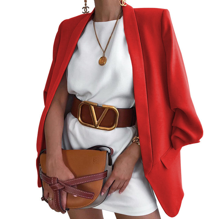 Women's oversized blazer with open cut and chic elegant details