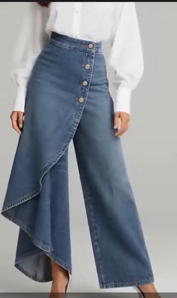 Women's denim skirt with asymmetric cut and button details Chic & Stil