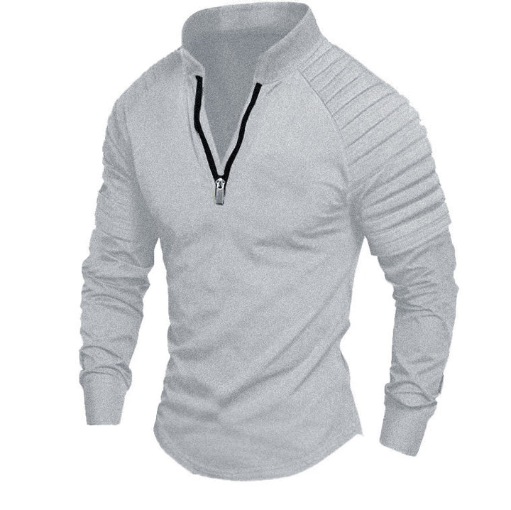 Men's training T-shirt with high collar and discreet zipper Lune London