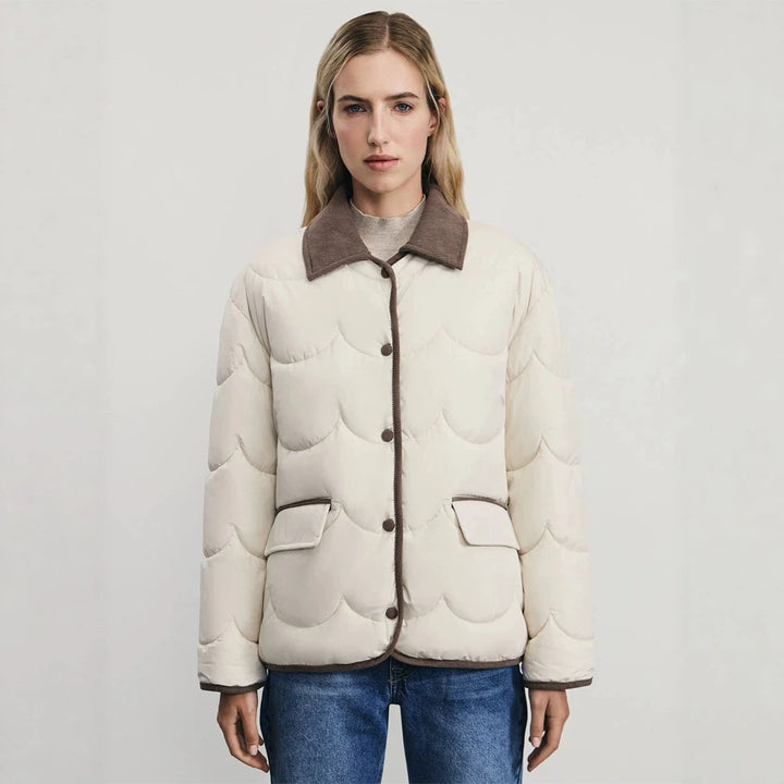 Women's quilted short jacket with wave quilting and cord collar Amarae