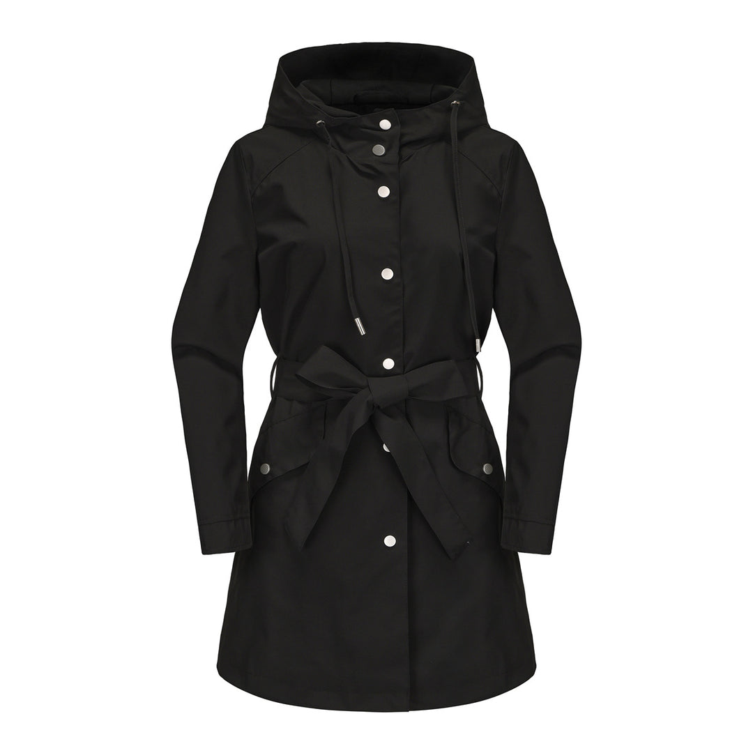 Women's waterproof transition jacket with adjustable hood and waist belt Lune London