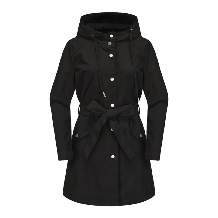 Women's waterproof transition jacket with adjustable hood and waist belt Lune London