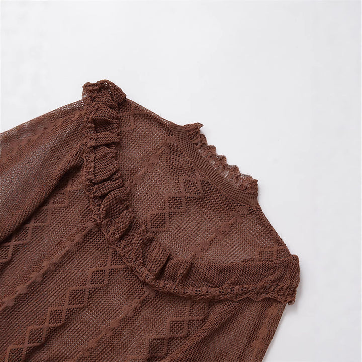 Ladies lightweight cardigan with fluid cut and ruffle details Lune London