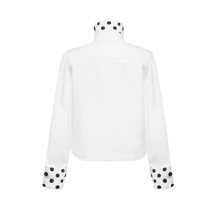 Women Short Double-Breasted Jacket with Stand-Up Collar and Polka-Dot Lining Amarae