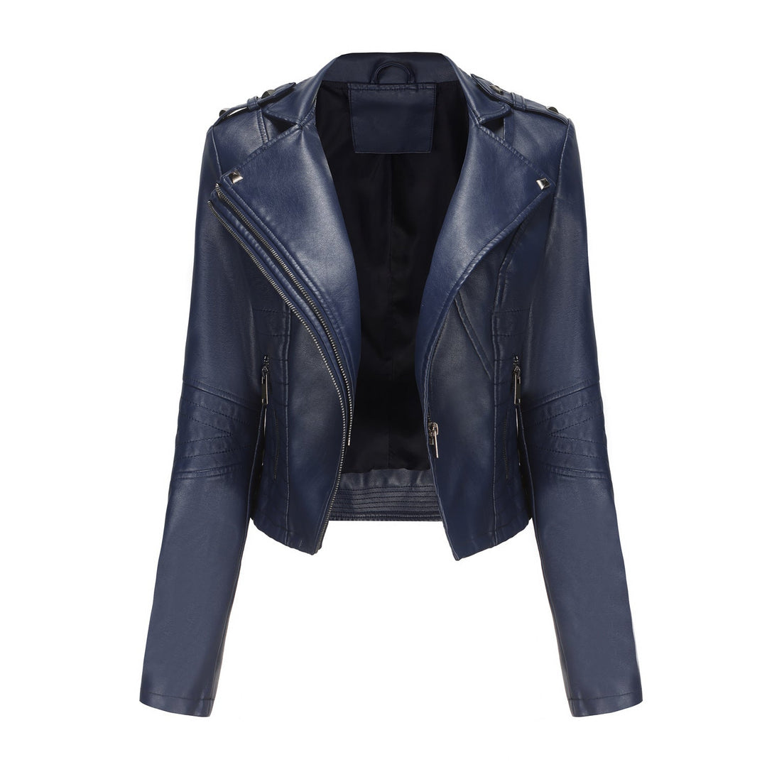Women Stylish Biker Jacket with Asymmetrical Zipper and Detail Seams Lune London