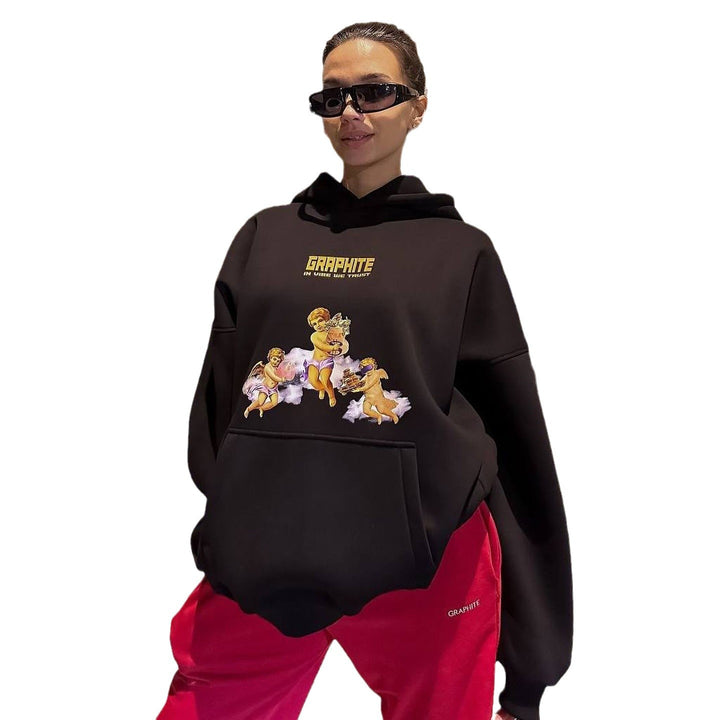 Oversized hoodie for women with creative print and relaxed cut Amarae