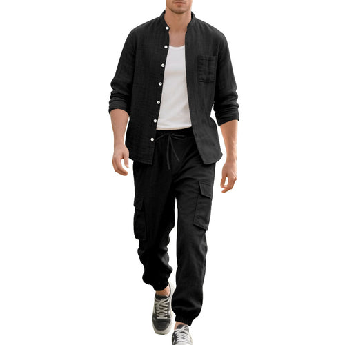 Comfortable Men's Cargo Shorts and Casual Long Sleeve Shirt Amarae