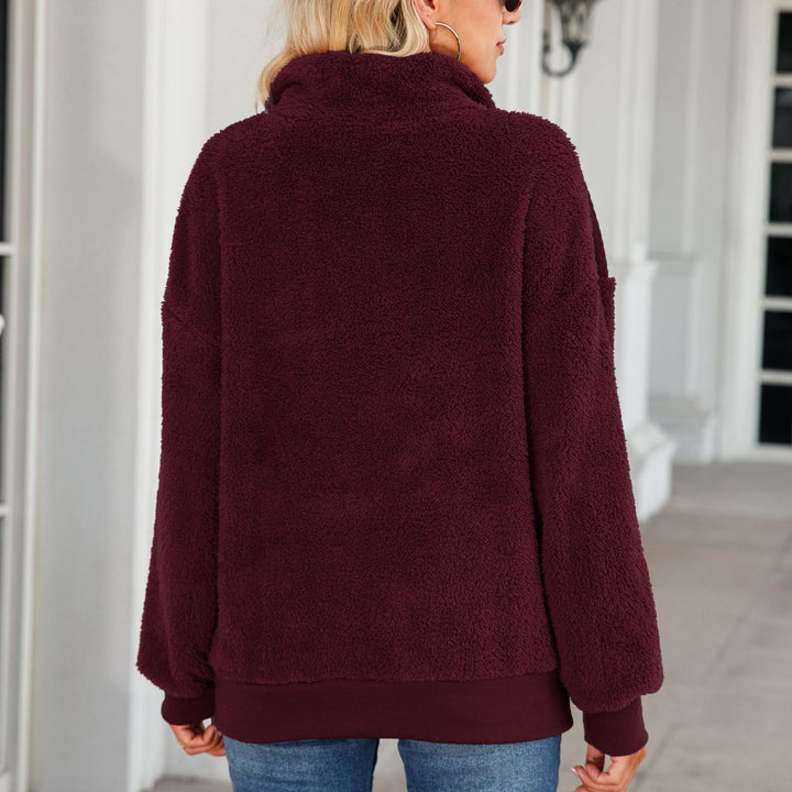 Cozy zip sweater for women with textured fleece and comfortable pockets Lune London