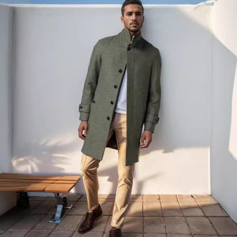 Elegant and fitted trench coat for men in high-quality wool Lune London