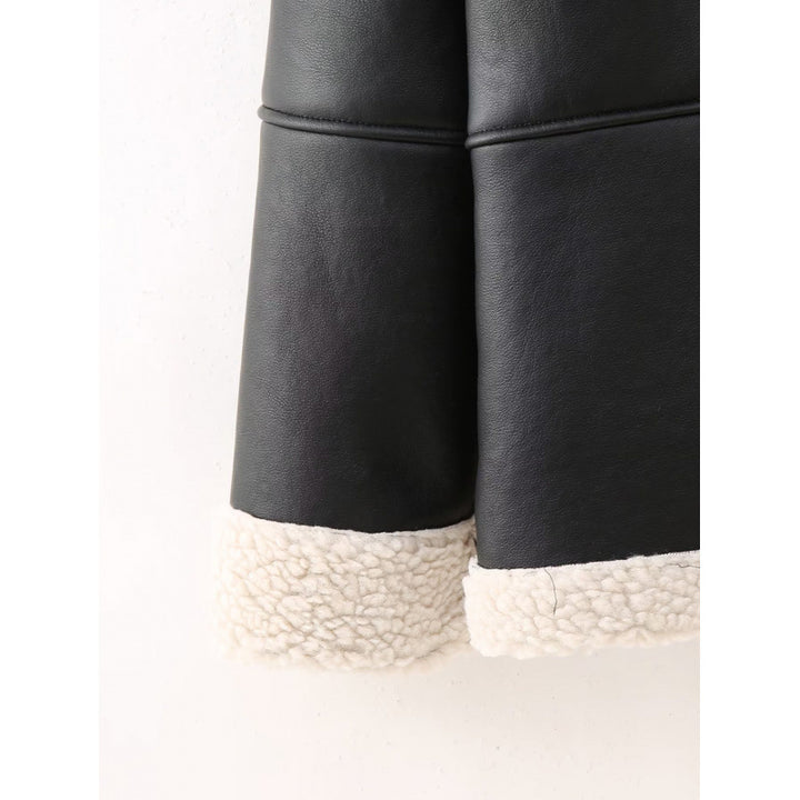 Faux leather jacket for women with comfortable teddy lining and practical pockets Lune London