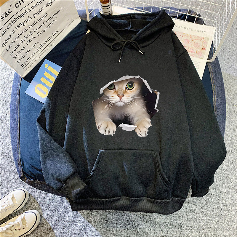 Women's hoodie with creative cat design Chic & Stil 1772612757