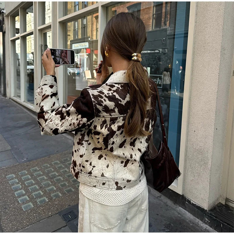 Veste en denim tendance pour femmes au look extravagant en fourrure animale Chic & Stil