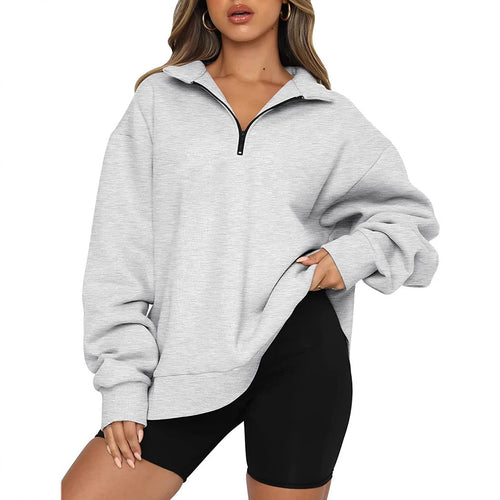 Women’s hoodie with half zipper and relaxed fit Amarae