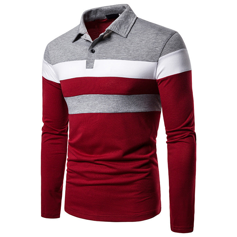 Men's long sleeve polo with chic sporty two-tone design
