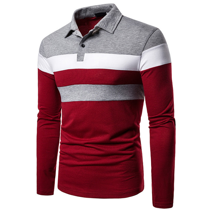 Men's long sleeve polo with chic sporty two-tone design