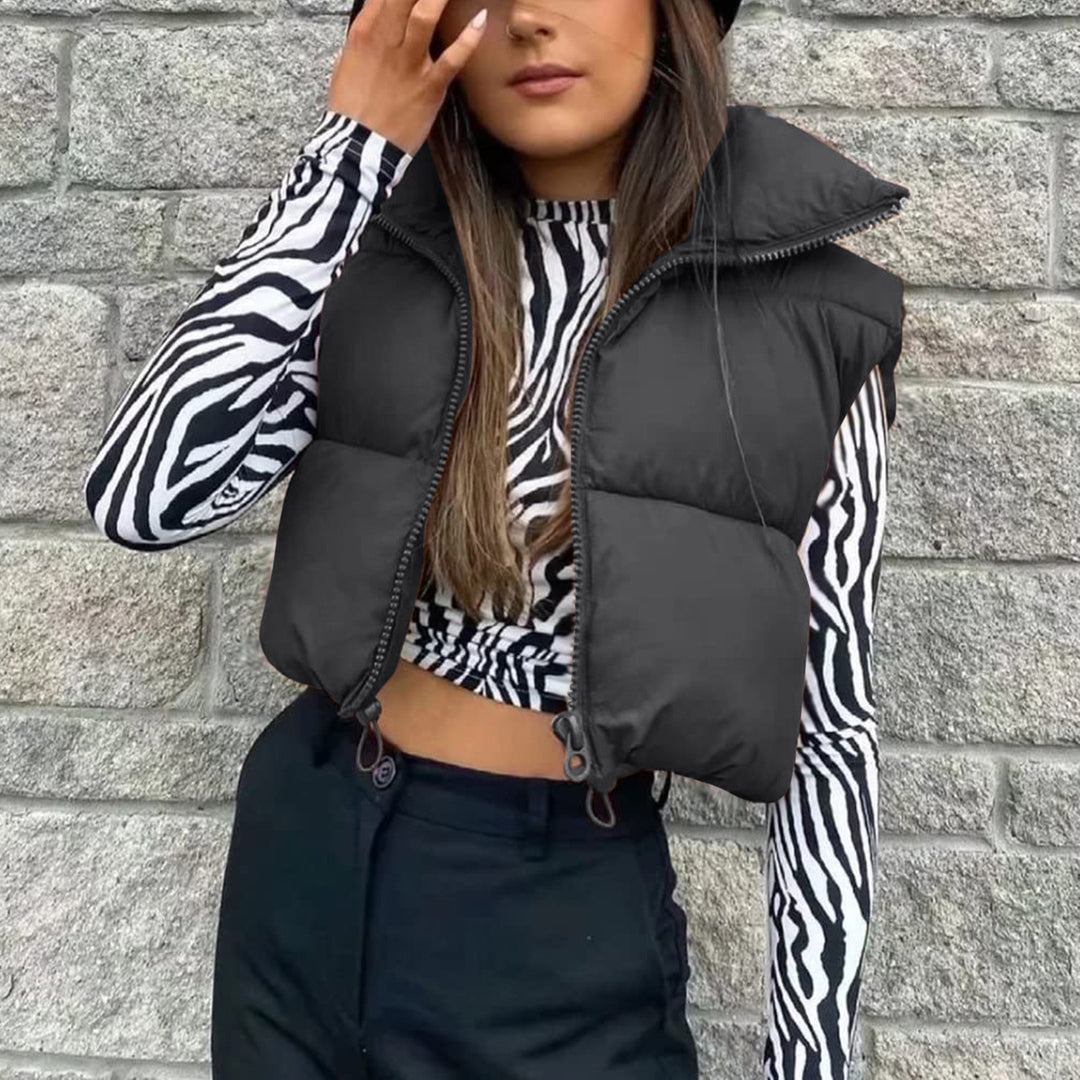 Ladies Fashionable Gilet with High Collar and Flattering Cut Lune London