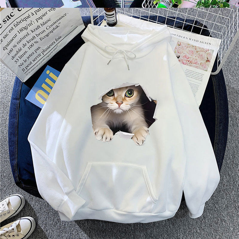 Women's hoodie with creative cat design Chic & Stil 1772612757