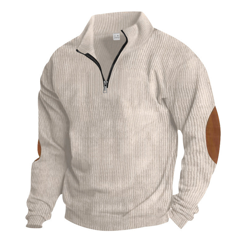 Pull-over zippé pour hommes avec applications en cuir Lune London