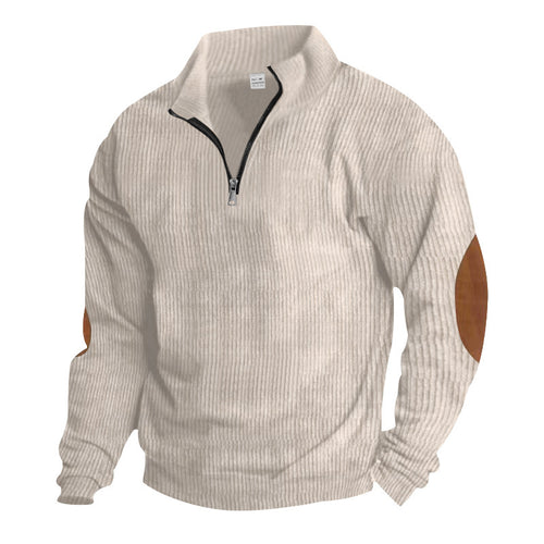 Pull-over zippé pour hommes avec applications en cuir Amarae