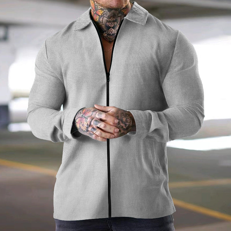 Long sleeve shirt for men with zipper and structured material Lune London