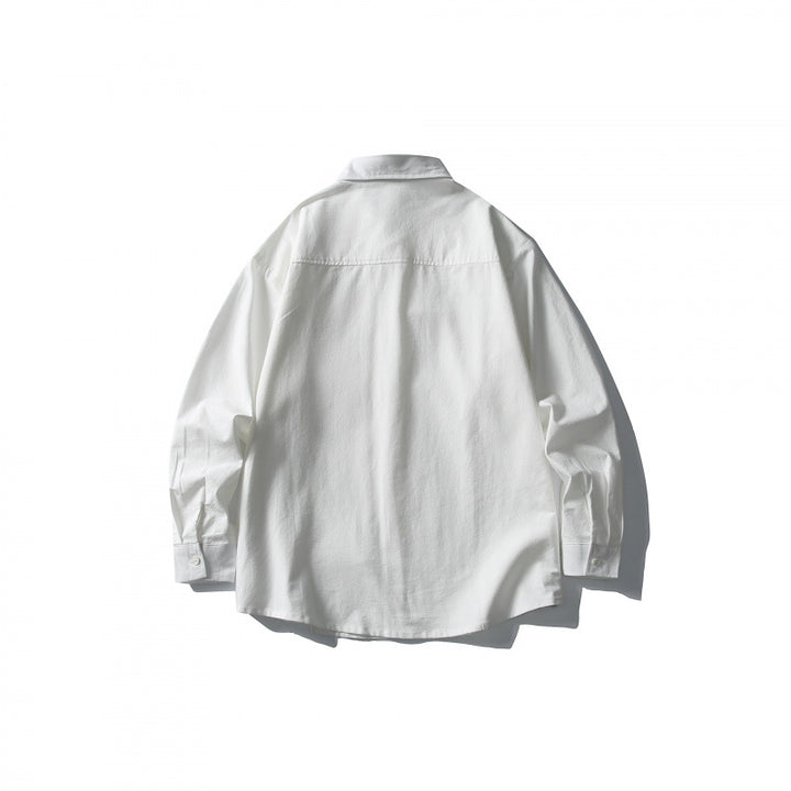 Men's Oversize Double-Breasted Cotton Shirt with Breast Pocket and Classic Shirt Collar Amarae