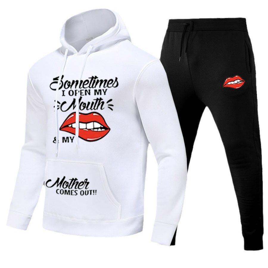 Women's hoodie and jogging set with creative lips pattern Lune London