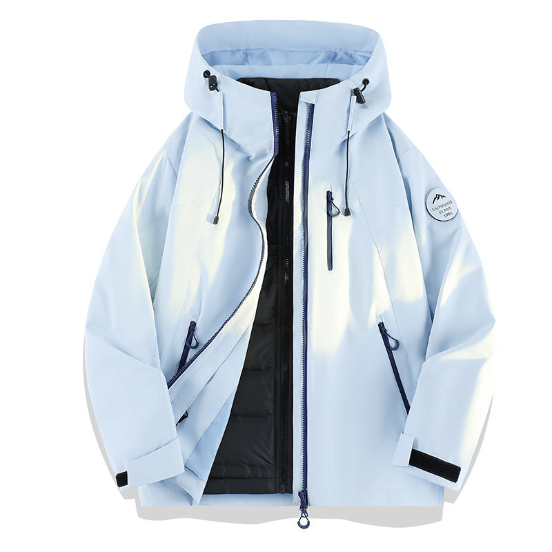 Women Lightweight Waterproof Hooded Jacket with Teddy Charm and Concealed Zipper Pockets Amarae