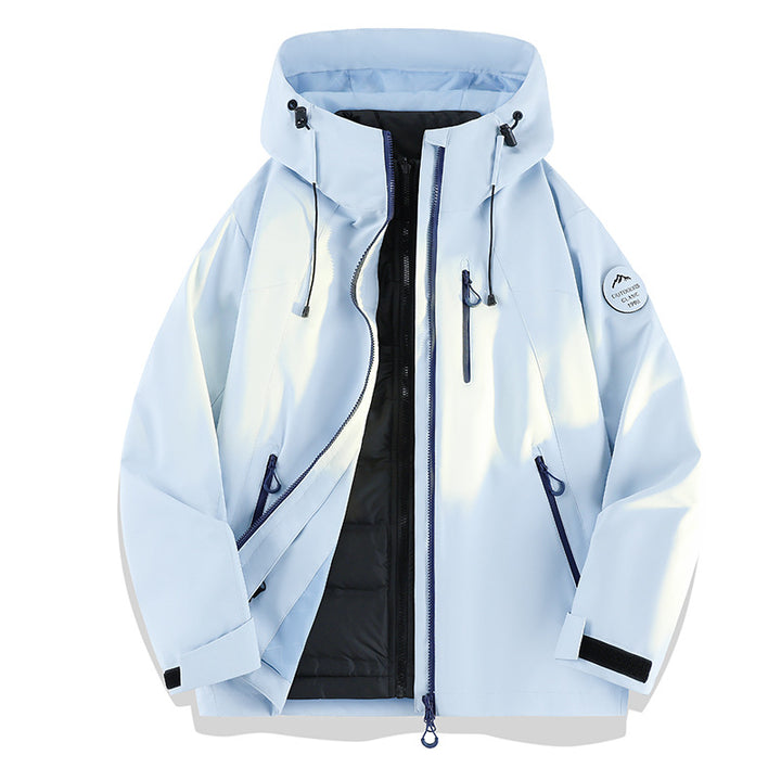Women Lightweight Waterproof Hooded Jacket with Teddy Charm and Concealed Zipper Pockets Amarae