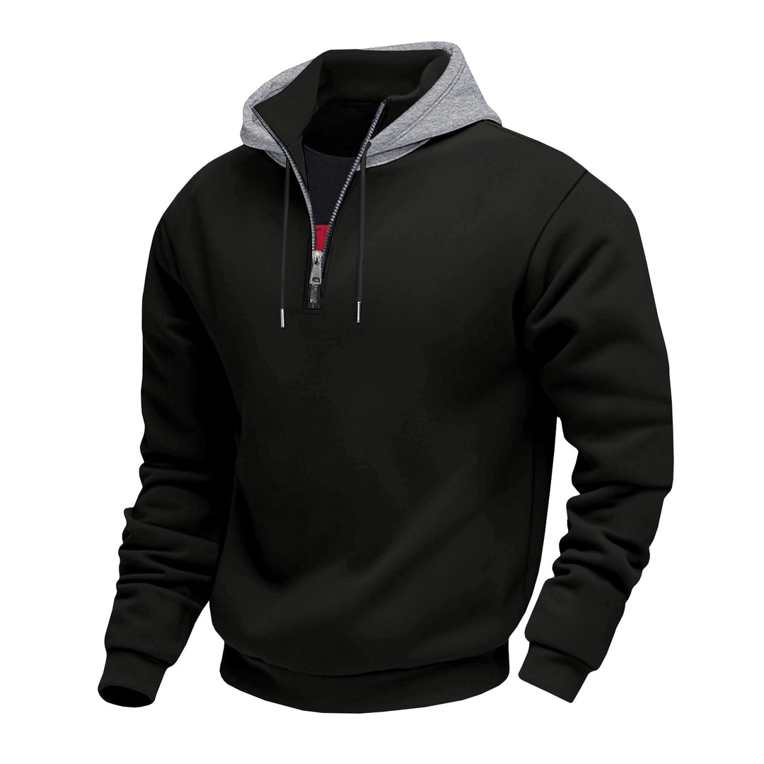 Men's half-zip hoodie with contrasting inner lining Chic und Stil