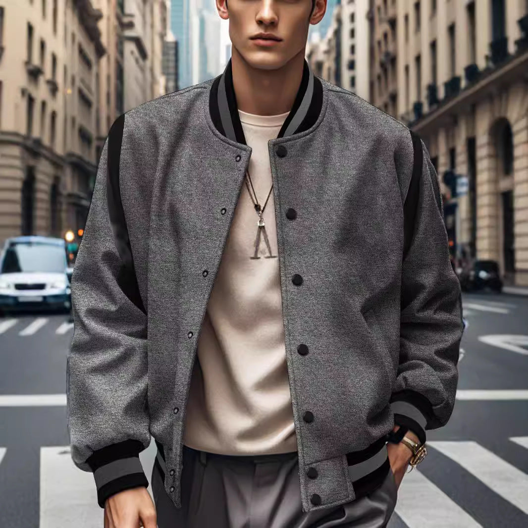 Sporty bomber jacket for men with contrasting sleeves and high-quality buttons Lune London