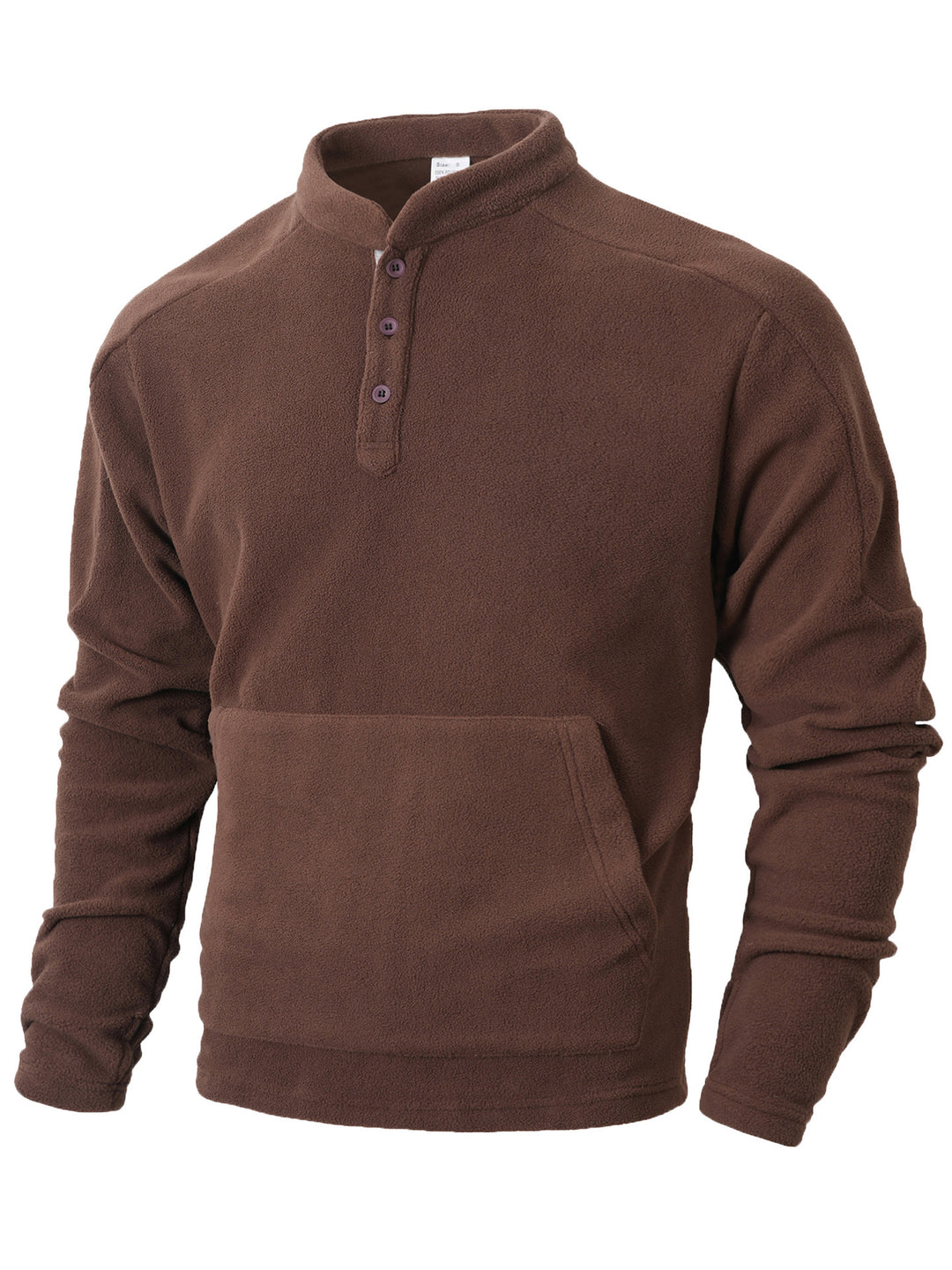 Men's fleece pullover with trendy high collar and practical button details Lune London