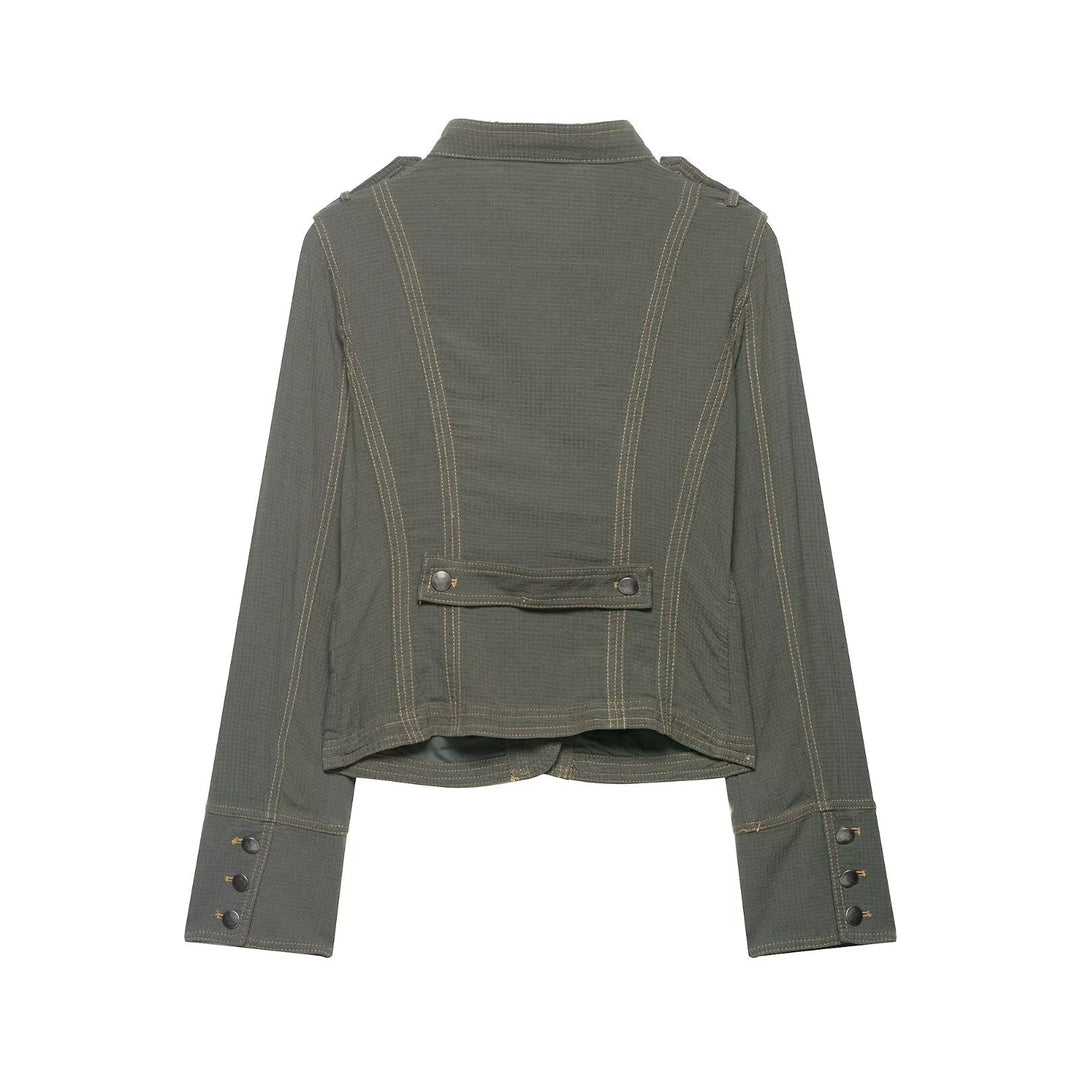 Women's short jacket in military style with stand-up collar and epaulettes Amarae