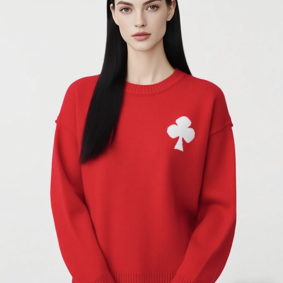 Pull court à motif pour femmes en matière tricot doux avec logo emblématique Chic & Stil