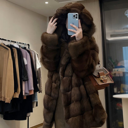Ladies Faux Fur Coat with Loose Cut Amarae